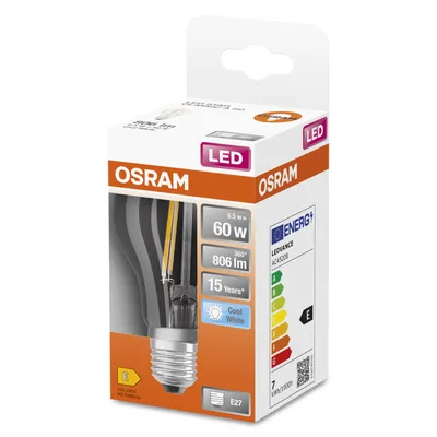 Produktbild von LEDVANCE 4058075112308, 6,5 W, 60 W, E27, 806 lm, 15000 h, Kaltweiße