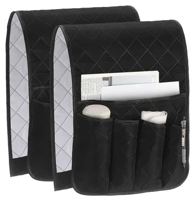 Armlehnen-Organizer 2er-Set, 88x33 cm, 5 Fächer, Schwarz