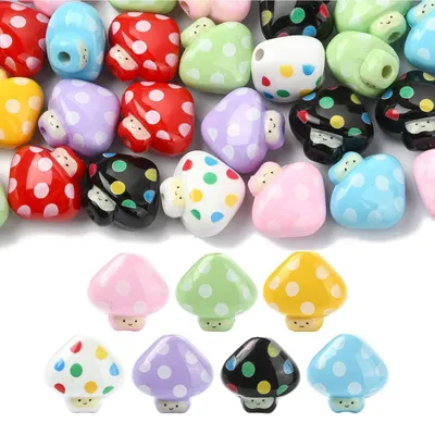 Produktbild von Set aus 40 Pilz Acrylperlen für DIY Schmuck