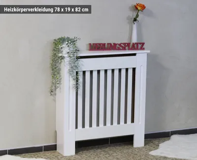 Produktbild von Heizungsverkleidung Heizkörperabdeckung Abdeckung Cover Schrank Holz MDF weiß Landhaus 78x82 cm