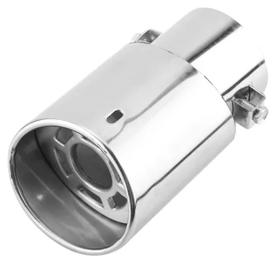 Image de Tuyau d'échappement droit universel pour voiture en acier inoxydable argenté brillant, silencieux arrière et embout d'échappement