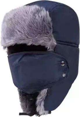 Produktbild von Winterfellmütze Blau - Warme Mütze für kaltes Wetter KP11057