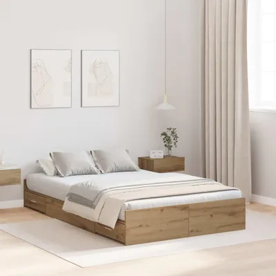 Zdjęcie produktu dla Maison Exclusive - Rama łóżka z miejscem na przechowywanie Dąb rzemieślniczy