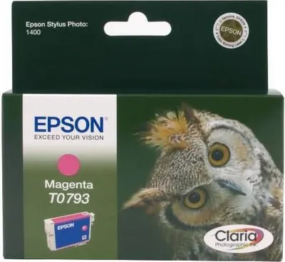 Produktbild von Epson Owl Singlepack Magenta T0793 Claria Photographic Ink, Low Yield, Magenta, Tinte auf Pigmentbasis, 11,1 ml, 1 Stück(e), Einzelpackung