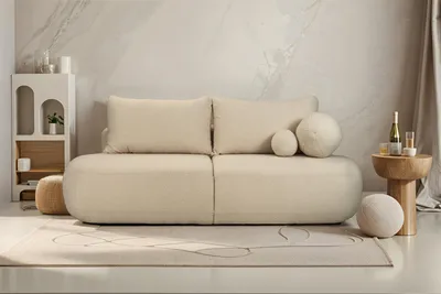 Zdjęcie produktu dla Rozkładana Sofa Fabo z pojmnikiem na pościel, tkanina Quelle Beżowy