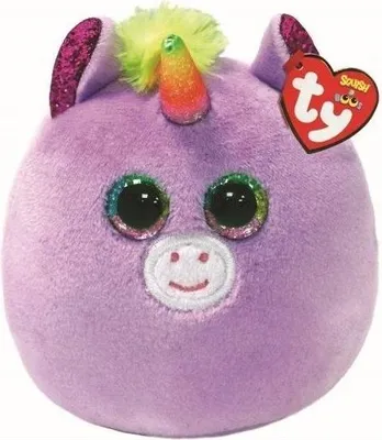 Image de Un adorable porte-clés en forme de licorne de Ty Squishy Beanies Rosette - un ami violet de 8,5 cm de haut qui ajoutera de la magie à vos clés et sacs à main !