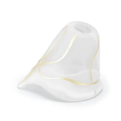 Obrázek produktu pro LUXOLAR, skleněný stínidlo, patice E14, barva: bílá, design: alabastr, motiv: lilie, srdce, zlaté linky, průměr: 14 cm, výška: 13 cm