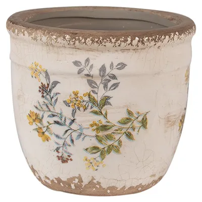 Immagine prodotto di Vaso da fiori Clayre & Eef Ø 13x11 cm Fiori in Vetroceramica giallo beige