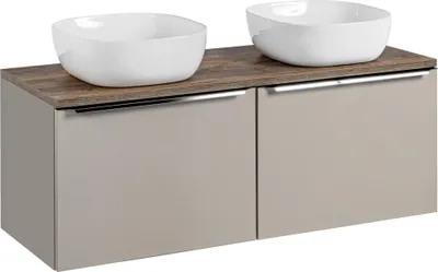 Immagine prodotto di Mobile Bagno 120 Cm 2 Lavabi Piano In Rovere Grigio Stile Elegante