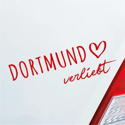 Produktbild von Auto Aufkleber Dortmund verliebt Herz Stadt Heimat Liebe Car 19x6 cm Rot Sticker Heckscheibenaufkleber