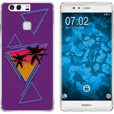 Produktbild von PhoneNatic Case kompatibel mit Huawei P9 Silikon-Hülle Retro Wave Palmen M3