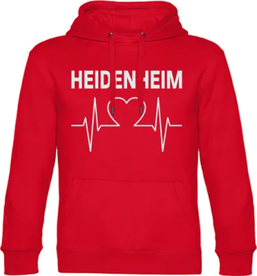 Produktbild von multifanshop Kapuzen Sweatshirt - Heidenheim - Herzschlag, rot, Größe L