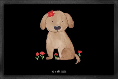 Produktbild von Mr. & Mrs. Panda abstreifer Hund Dame 60 x 90 cm - Schwarz - Geschenk, Schmutzmatte, Niedlich, Schmutzfangmatte, Liebenswert, Türmatte, Hundeliebe, Liebe, Sprüche, Hunde