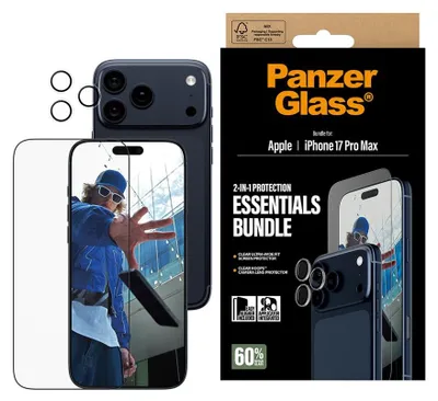 Produktbild von PanzerGlass ® 2-in-1 Essentials Set iPhone 17 Pro Max, Apple, Apple - iPhone 17 Pro Max, Trockene Anwendung, Kratzresistent, Schockresistent, Transparent, 1 Stück(e)