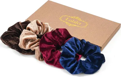 Produktbild von 4er Set Lolalet Velvet Haargummis Scrunchies, Damen Mädchen Haarschmuck