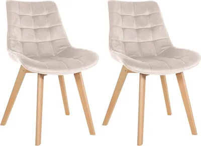 Produktbild von 2er Set Stühle Brook Samt creme