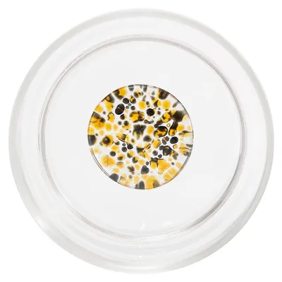 Produktbild von Teca Terrazzo 6er-Set doppelwandige Borosilikatglas-Becher mit handgefertigten Verzierungen, schwarz-bernsteinfarben, stapelbar