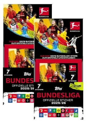 Produktbild von Topps Bundesliga Sammelsticker 2025/2026 - 2 Displays (100 Tüten)