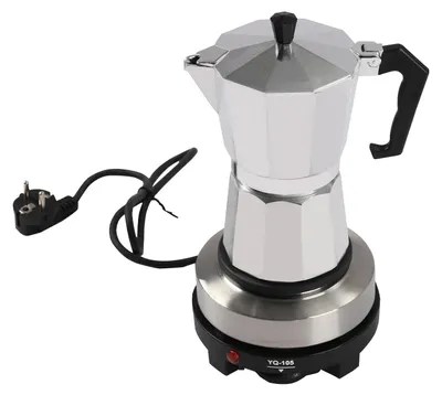 Produktbild von Mini Kochplatte - Elektrische Einzelkochplatte für Espressokanne/Mokkakanne - 500 W - 6 Tassen - Titanlegierung - Silber