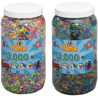 Produktbild von Hama Midi 211-X Bügelperlen Dose 2x 13000 Stück Glitzer Pastell 26000 Perlen Set
