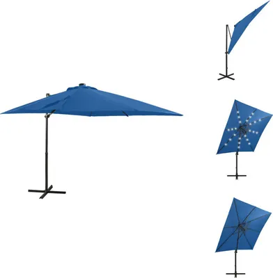 Produktbild von vidaXL Ampelschirm mit Mast und LED-Beleuchtung Azurblau 250 cm - Sonnenschirme & Sonnenschutze