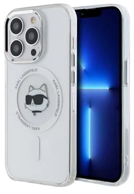Obrázok produktu pre Karl Lagerfeld IML MagSafe kryt na iPhone 13 Pro Max (KLHMP13XHLSCHH) - biela kovová Choupette hlava