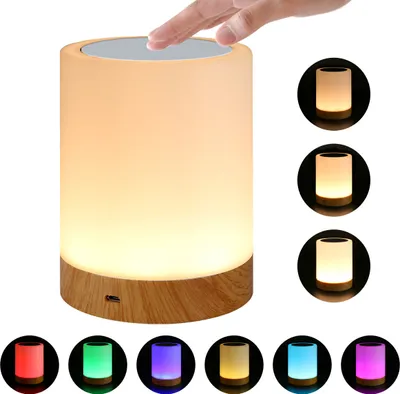 Produktbild von LED Nachttischlampe, Touch Dimmbar Atmosphäre Tischlampe für Schlafzimmer Wohnzimmer,Tragbar Nachtlicht mit 16 Farben und Warmes Weißes Farbwechsel