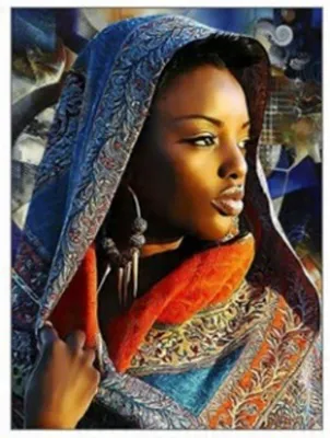 Image de Mosaïque Diamantée : Femme Au Chal 30X40 Cm