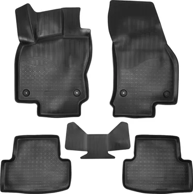 Image de Tapis De Sol En Caoutchouc TPE Pour Skoda Karoq Depuis 2017 4pcs, Système de Fixation Bord Haut Noir Antidérapant Toutes Saisons