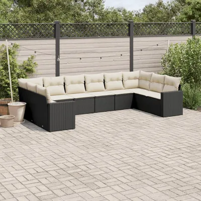 Produktbild von 10-tlg. Garten-Sofagarnitur mit Kissen Schwarz Poly Rattan 3251803