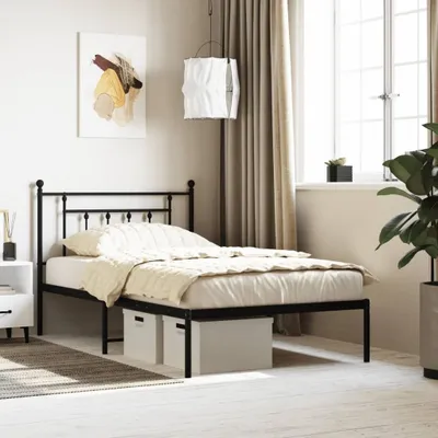 Image de Maison Exclusive - Cadre de lit avec tête de lit en métal noir 107x203 cm