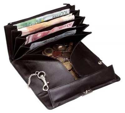 Produktbild von Alassio Kellnerbörse aus Nappa Leder schwarz mit Metallkette