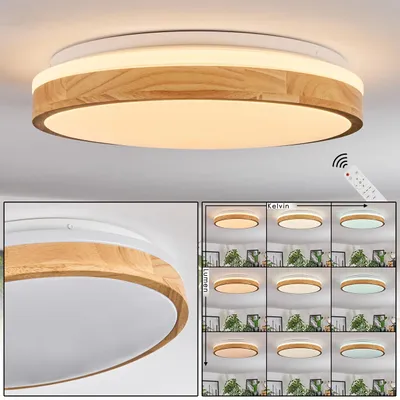 Produktbild von Canino dimmbare Deckenlampe aus Metall/Bambus/Kunststoff in Weiß/Natur