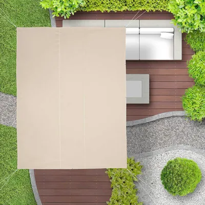 Image de Voile d'ombrage rectangulaire beige, protection UV, pour terrasse
