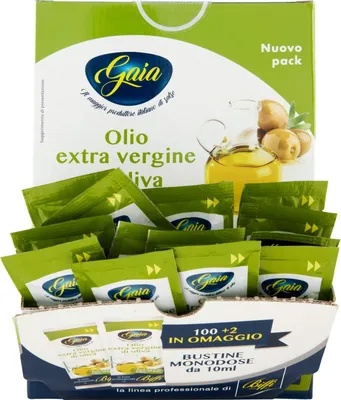 Produktbild von Gaia Ga25810 Öl extra Jungfrau in Einzeldosisbeuteln - 102 Beutel à 10 ml