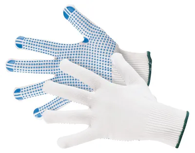 Imagen del producto de Jah 5070, 12 pares de guantes de punto de nylon con textura, talla 10, de uso medio, color blanco