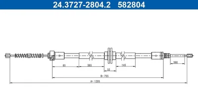 Produktbild von ATE Handbremsseil Seilzug Feststellbremse für SMART FORTWO Coupe (453) Hinten 24.3727-2804.2