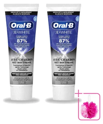 Produktbild von 2 x Oral-B 3D White Houtskool Tandpasta - Whitening und Tiefenreinigung - 75 ml - Sparpackung - 2 Stücke