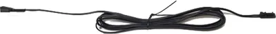 A black cable with connectors on both ends, laid out on a white background.
