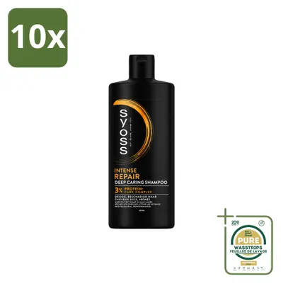 Zdjęcie produktu dla 10 butelek szamponu Syoss Repair do włosów suchych i zniszczonych, 440 ml - zestaw ekonomiczny - 10 sztuk