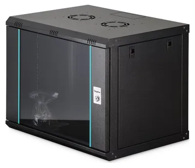 Obrázok produktu pre Digitus DN-37105, Nástenný regál, 9U, 60 kg, Zámok, Koľajnice racku, Vylepšená správa káblov