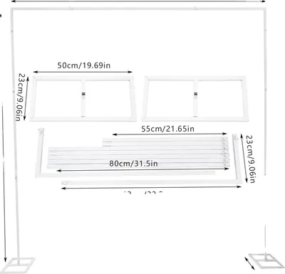 Produktbild von Hintergrundständer, robuste Eisenkonstruktion, modernes quadratisches Design, WEISS, M