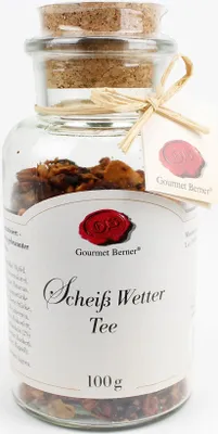 Produktbild von Gourmet Berner Scheiß Wetter Tee, Früchtetee im 100g Korkenglas TFRG03