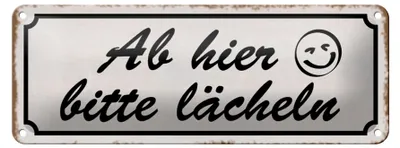 Produktbild von Blechschild Spruch 27x10cm ab hier bitte lächeln Dekoration