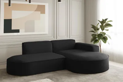 Produktbild von Ecksofa Designersofa PALMA XS in Stoff Opera Velvet Schwarz Ottomane Rechts