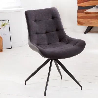Produktbild von Design Stuhl DIVANI dunkelgrau Metallgestell schwarz im Retro Stil Esszimmerstuhl Polsterstuhl Küchenstuhl