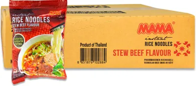Produktbild von [ 24x 55g ] MAMA Instant Reisnudeln mit Rindfleischgeschmack/ Glutenfrei / Instant Rice Noodles with Stew Beef Flavour / Gluten Free