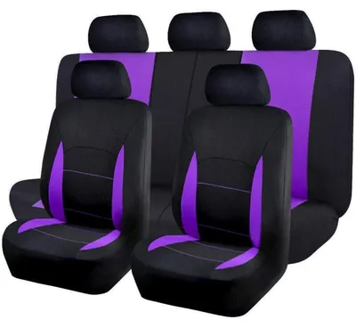 Immagine prodotto di Set universale di rivestimenti per auto, colore lilla e nero, 11 pezzi, set completo, compatibile con airbag