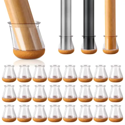 Immagine prodotto di Tappi per gambe di sedie Leseed, forma rotonda, confezione da 24 pezzi (30-45 mm), protezioni in silicone per gambe di sedie – taglia grande
