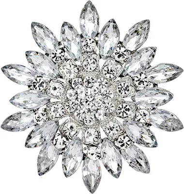 Produktbild von Damenmode-Blumen-Brosche, Kristall-Strass-Schmuck für Hochzeit, Party, Geschenk-Weiß